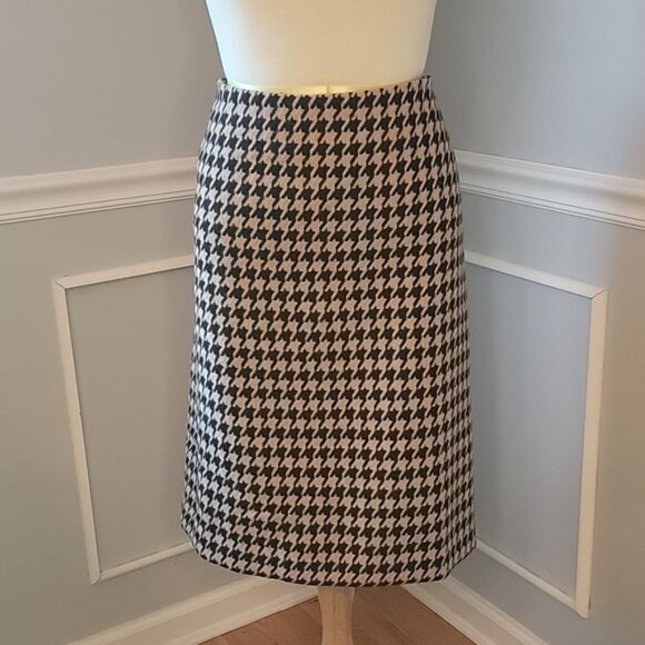 Talbots Dresses & Skirts - TALBOTS Camel Black Houndstooth Wool Blend Old Money Office Classy Pencil Skirt